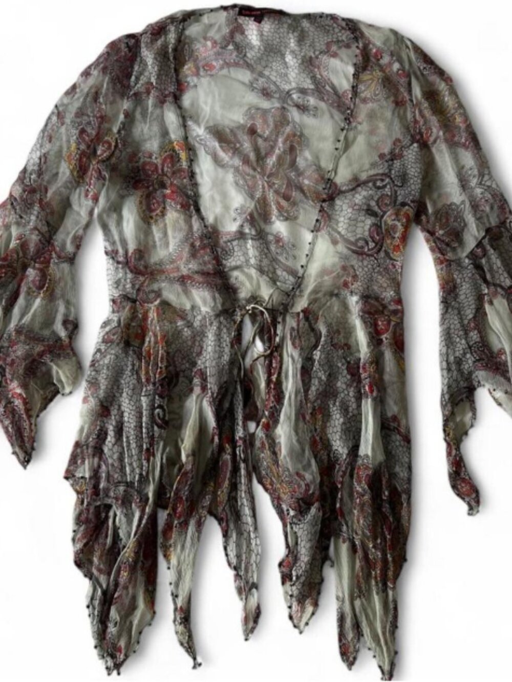 Rare Vintage Kate Moss for Topshop Beaded Paisley Mesh Cardigan Jacket